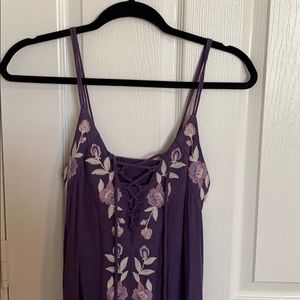 Purple floral embroidered maxi dress